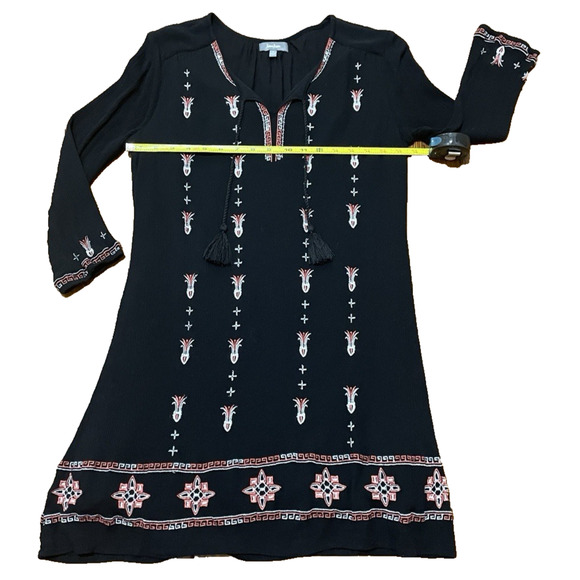 Neiman Marcus Women Black Embroidered Tunic Dress Sz Small Midi Shift Whimsigoth - Picture 6 of 14